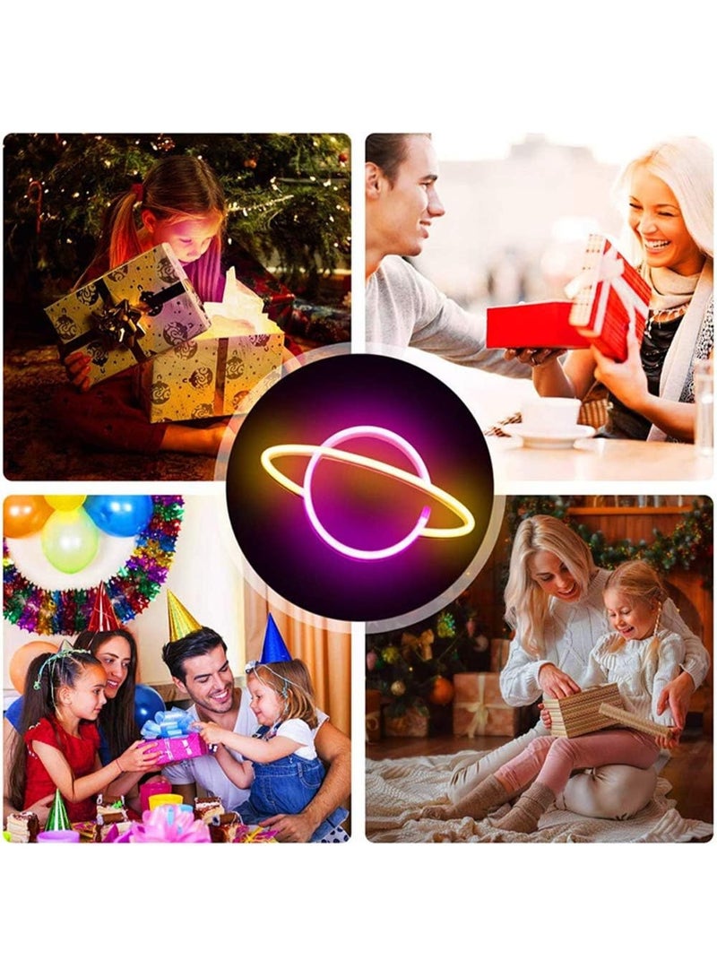 مصباح نيون LED على شكل كوكب تزيّن ديكور الحائط بمنفذ USB أزرق - Image 4